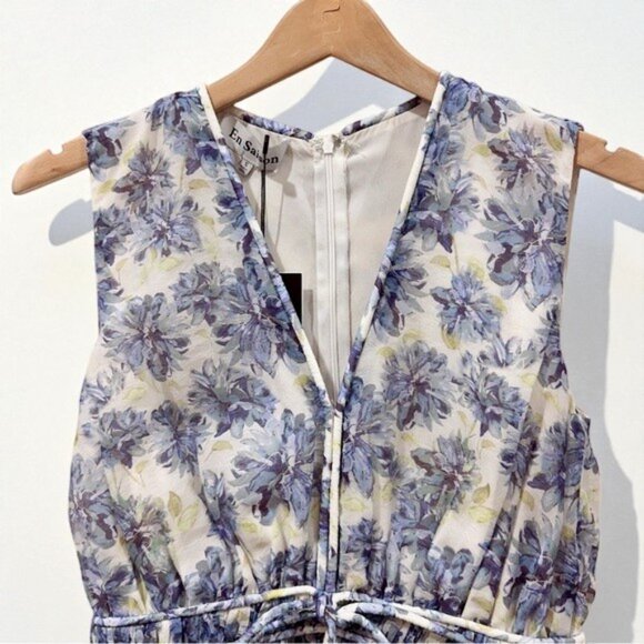 NWT En Saison Odessa Sleeveless Mini Dress Blue Ivory - Picture 6 of 8